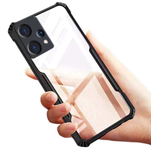Image of A rtistque Clear Hard Transparent Acrylic Armor Anti-Drop Shockproof TPU Edge Back Cover Case for Realme 9 Pro Plus 5G / Realme 9 4G- Black