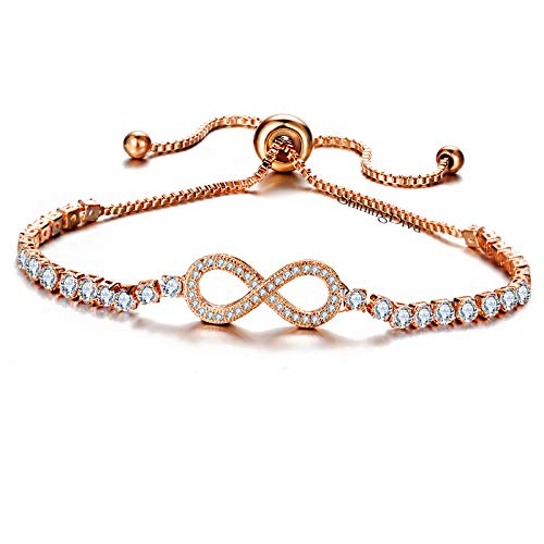 Shining Diva Fashion Infinity Full Crystal Charm Stylish Gold Plated Cubic Zirconia Charm Bracelet for Women (Rose Gold),10794b (B07W3H6YNQ) Amazon Price History, Amazon Price Tracker
