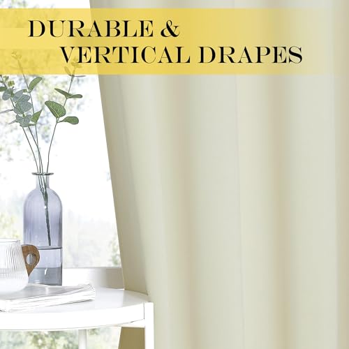 NICETOWN Blackout Sliding Glass Door Curtain, Thermal Insulated Grommet Room Darkening Window Treatment Sound Dampening for Bedroom/Living Room, Beige, W80 x L90, 1 Panel