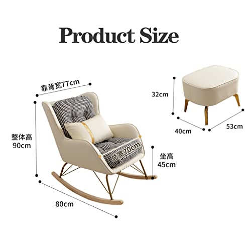 JKSVTF Nursery Rocking Chair Modern Accent Chairs Rocker Armchair with Lumbar Pillow and Ottoman,Indoor Rocker Chair Comfy Nursing Armchair Mid-Century Chair for Mom,Brown