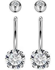 2pcs-10mm-Silver navel ring