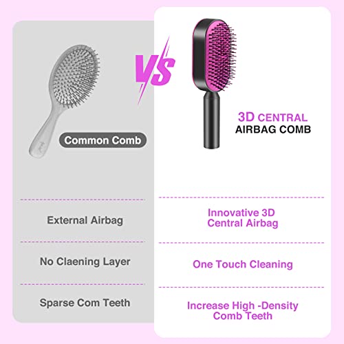 Foto von Haarbürste ohne Ziepen, Hair Brush Selbstreinigende Haarbürste, 3D Air Cushion Massager Brush, Self Cleaning Hair Brush Women von Haarverwicklungen und Knoten, Entwirrbürste für jeden Haartyp