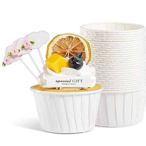 Suetou Moules à cupcakes pour mariage, anniversaire, fête, caissettes en papier pour mariage, anniversaire, fête, accessoires de fête d'anniversaire (blanc) – vue 3