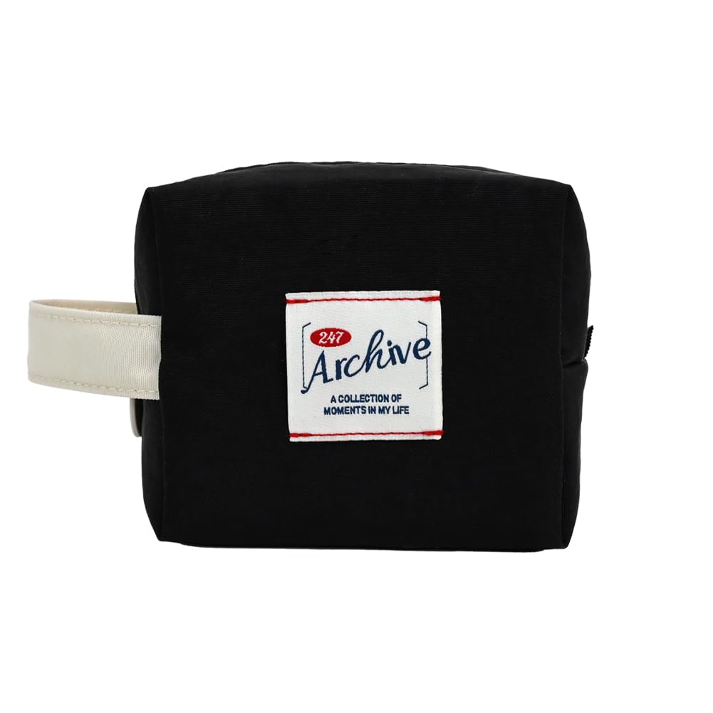 Monolike Archive Cube Mini Pouch, Real Black - Makeup Bag, Cosmetic Bag, Travel Bag, Toiletry Bag, Organizer, Storage Bag