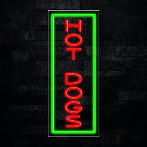 Hot Dogs - Letrero LED de neón de 12 pulgadas de largo x 30 pulgadas de alto, #31572, fabricado en Estados Unidos