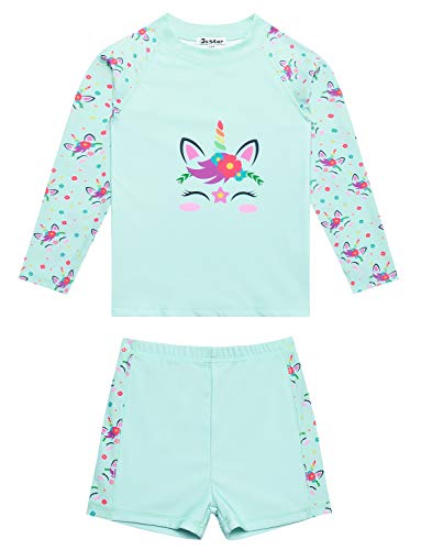 Jxstar Girls Rash Guard 2-Piece Unicorn/Mermaid Swimsuits Swimwear UPF 50+ UV