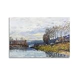 Alfred Sisley - Póster de La Seine À Bougival (1873), arte de pared, impresiones para dormitorio, decoración del hogar, lienzo para colgar, 20 x 30 cm