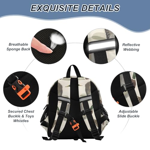 Wild Duck in Camouflage Background Toddler Backpack for Girls Boys 3-6, Kids Backpack with Leash, Preschool Kindergarten School Bag Mini Backpack for School Travel3