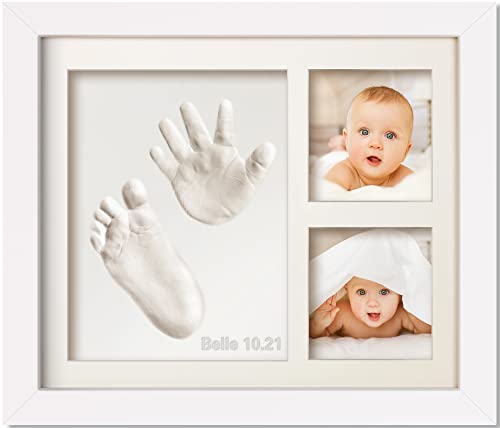 Image of Rquite Baby Hand and Footprint Kit, Newborn Handprint Foot Print Keepsake Frame, Dog Pet Paw Prints Clay Kits Picture Frames, Baby Shower/Mom To Be/New Parents/Boy Girl Gift, Baby Registry Search