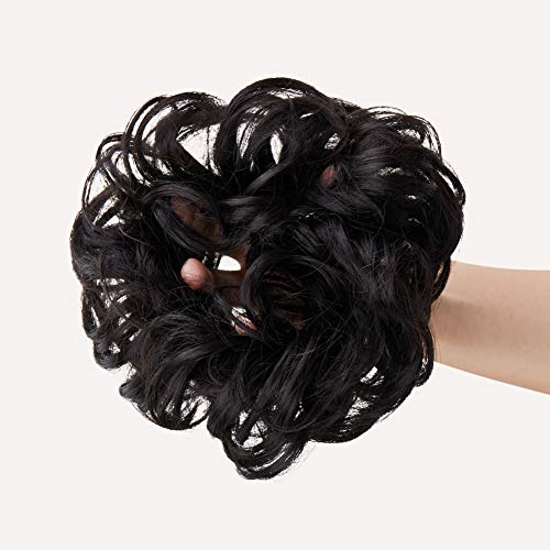 Akkay Hair Buns Hair Scrunchies Extension for Women Tousled Rose Messy Hair Bun Top Knot Instand Faux Bun