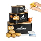 AH&reg; Kartoffel Aufbewahrungsbox inkl. Gem&uuml;seb&uuml;rste [5er Set] - Zwiebeltopf, Kartoffelbox - Geeignet f&uuml;r Gem&uuml;se & Zwiebel Aufbewahrung
