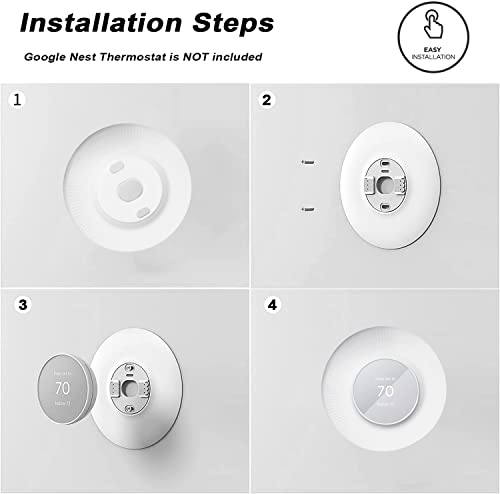 Silicone Wall Plate Cover Compatible With Google Nest Thermostat, Fingerprint Resistant Bracket Mount Trim Kit For Nest Thermostat, Complementary Design Easy To Install Backplate For Home, White #TOP3