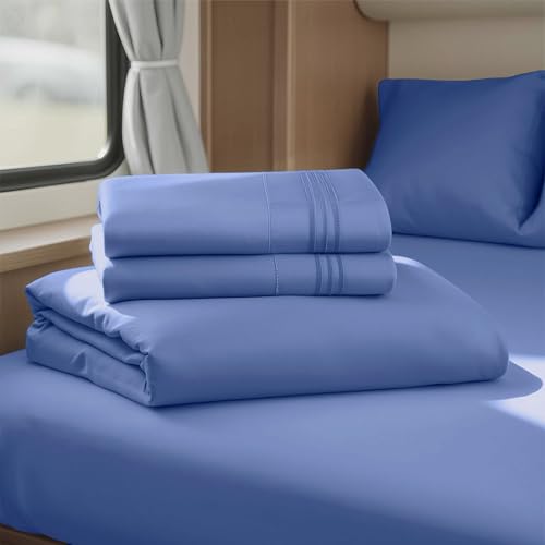 Nestl Royal Blue Short Queen Sheets for RV, Hotel Luxury RV Queen Sheets Set, 4 Piece Fitted Bed Sheet Set and Pillowcases, Super Soft, Wrinkle-Free, and Breathable Camper Bedding