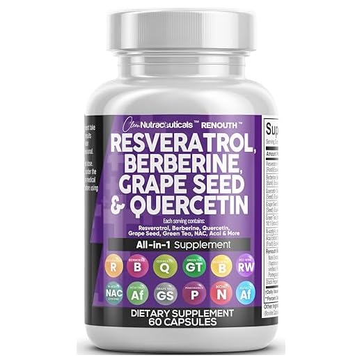 Resveratrol 6000mg Berberine 3000mg Grape Seed Extract 3000mg Quercetin 4000mg Green Tea Extract - Polyphenol Supplement for Women and Men with N-Acetyl Cysteine, Acai Extract - Made in USA 60 Caps