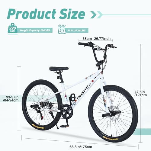 26 Inch Freestyle Teens Bike with 7-Speed Gear System and