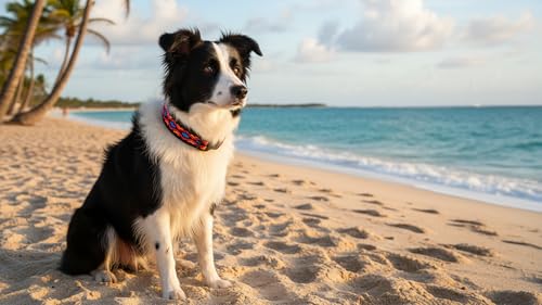 BUDDYPACK-Hundehalsband Extra-Breit & Weich mit Neopren-Polster für Kleine und Große Hunde (Schwarz-Bunt, L)