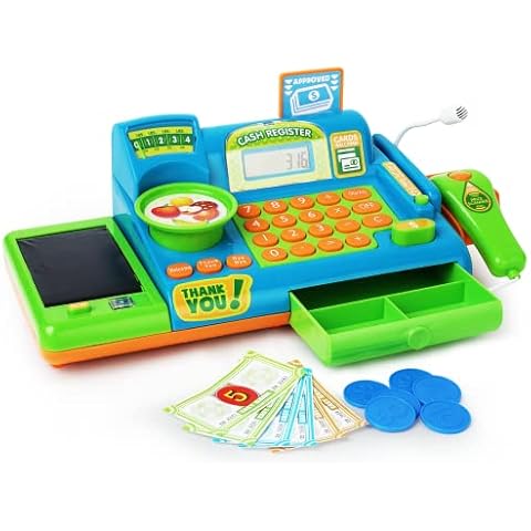 Boley Pretend Play Cash Register Toy for Kids – 19 Piece Interactive Set with Scanner, Microphone, Conveyor Belt, Calculator & Money – Educational Toy for Boys & Girls – Ages 3 and Up Cover