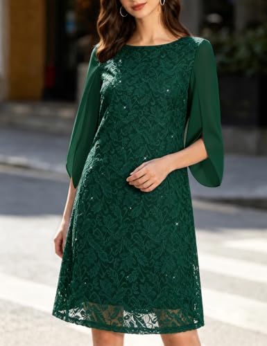 Image of COOAN Wedding Guest Cocktail & Formal Dresses for Women - Lace Sequin Dress