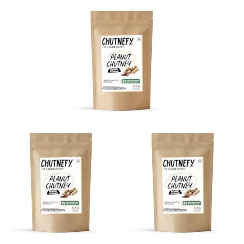 Image of Chutnefy Peanut Chutney | 250g Freeze-Dried Instant Dry Mix | Just Add Water to Make 15+ Servings (800 g) | 0% Preservatives or Additives (Pack of 3)