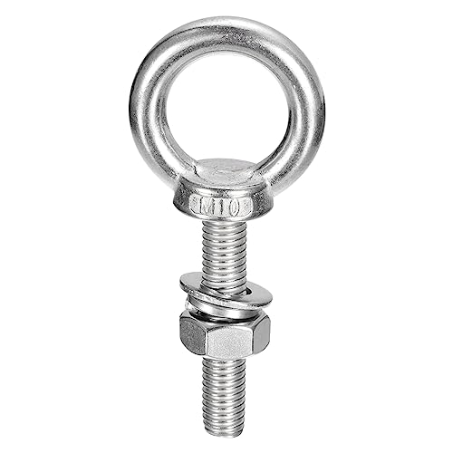 Image of uxcell Lifting Eye Bolt, 1 Set M10x50mm Eye Bolt with Nut Washer 304 Stainless Steel Shoulder Lifting Ring Eye Bolt for Hanging Item
