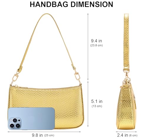 Image of Shoulder Bag for Women Retro Vegan Leather Classic Clutch Tote HandBags Purses with Zipper Closure