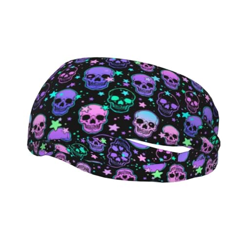 Bright Human Skulls and Stars Sports Headband Men Funny