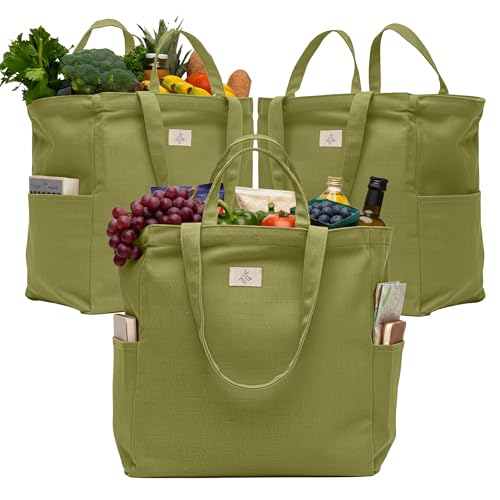 Nook Theory 3-Pack Reusable Grocery Bags (Sage)