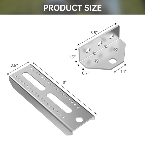 4 Pcs 8 inch Galvanized Swivel Boat Trailer Bunk Brackets, Galvanized Swivel Top Bunk Bracket Kit Compatible with 2\" x 4\" Boat Trailer Crossmember - Ski Boat, Fishing Boat or Sailboat