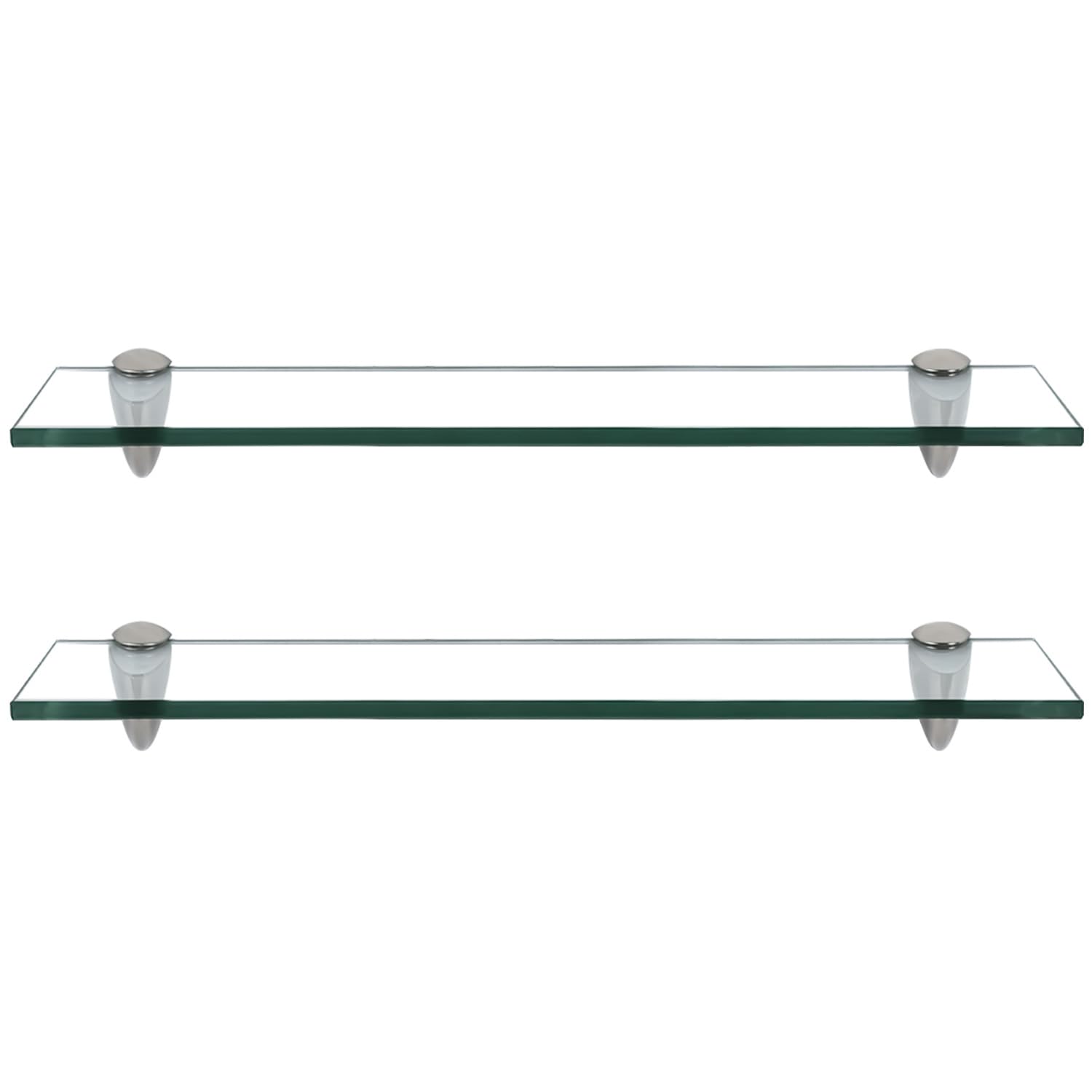 Set di 2 mensole in vetro da 50 x 10 cm, mensole da parete in vetro di sicurezza ESG da 8 mm, con supporto in vetro regolabile, mensola da bagno, doccia per bagno, cucina e balcone