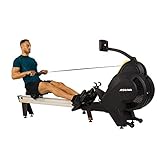 Sunny Health & Fitness Asuna Windmill Air Magnetic Rowing Machine Rower with 14 lb Flywheel, Air and Magnetic Resistance, High Weight Capacity, Performance Monitor and Aluminum Slide Rail