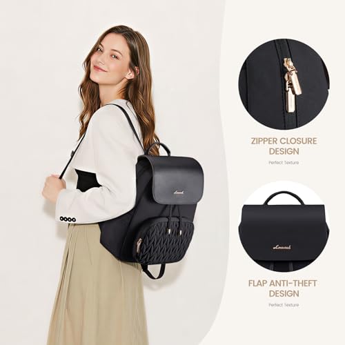 Image of LOVEVOOK Mini Backpack for Women, Small Backpack Purse for Travel Work Cute Backpack Daypack With Anti-theft Pocket Mini Bag for Daily College Shopping, Black