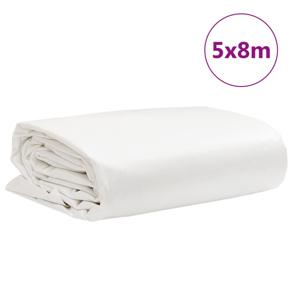 Telone di copertura, bianco, 5 x 8 m, 650 g/m², in tela con rivestimento in PVC, antistrappo, impermeabile, resistente ai raggi UV e alla muffa, come telone protettivo per mobili da giardino