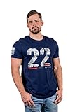 Nine Line 22 a Day T-Shirt - Unisex Midnight Navy Patriotic T-Shirt - Dropline Logo and American...