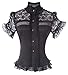 Produktbild NSPSTT Damen Spitzenoberteil Gothic Vintage Kurzarmhemden Schwarz
