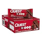 Quest Nutrition Chocolate Brownie Protein Bar, 20g Protein, 1g Sugar, 4g Net Carb, High Fiber, Gluten Free, 12 Count