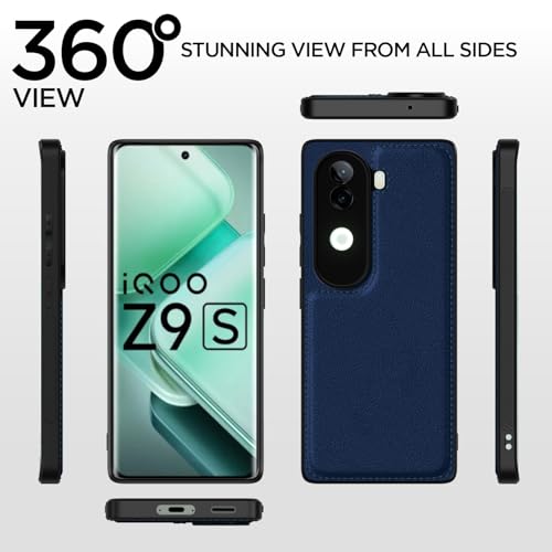 Image of Pikkme Back Cover| Flexible Pu Leather | Full Camera Protection | Raised Edges | Super Soft-Touch | Bumper Case for Vivo V40e / iQOO Z9s 5G (Blue)