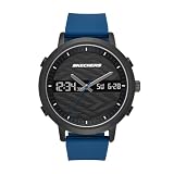 Skechers Orologio Lawndale da uomo, movimento Ana-Digi, cassa in lega nera da 46 mm con cinturino in silicone, SR5072