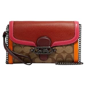Coach Womens Signature Colorblock Jade Chain Crossbody