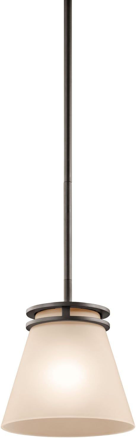 Kichler Hendrik 8.75" 1 Light Mini Pendant with Light Umber Etched Glass Olde Bronze®