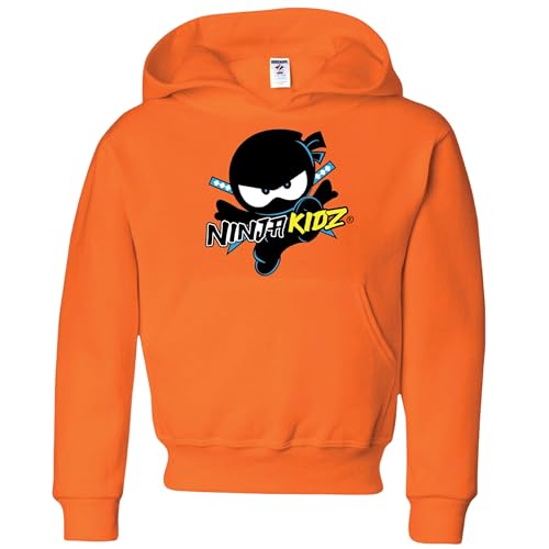 Ninja Kidz Official Original Logo Boys Pullover Hoodie Dress your Ninja Kids in Cool Kids Clothes Ninja Sweatshirt Merch & Boys Sweaters Orange Hoodie Size Youth Small