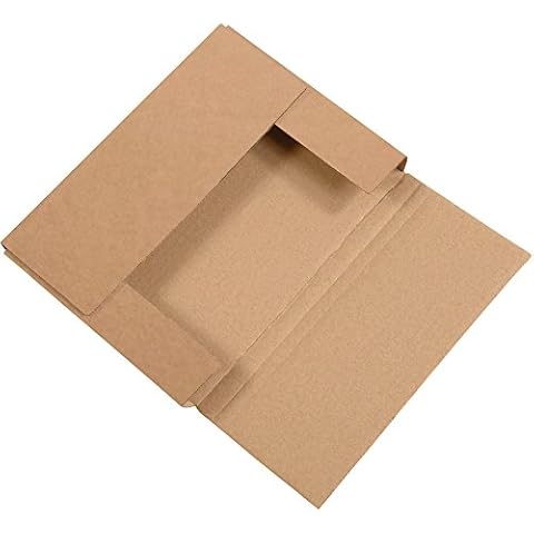 Boxes Fast BFM1181K Corrugated Cardboard Easy-Fold Mailers, 11 1/8 x 8 5/8 x 1 Inches, Fold Over Mailers, Adjustable Die-Cut Shipping Boxes, Multi-Depth, Large Kraft Mailing Boxes (Pack of 50) Cover