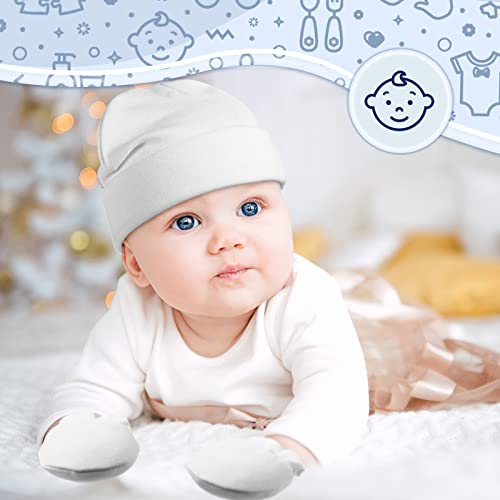 12 Pieces Baby Hats Mittens And Socks Set Newborn Hats Infant Caps No-Slip Ankle Socks (Pink And White) #TOP5