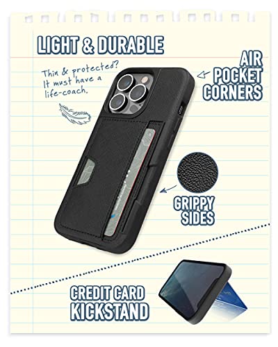 Image of Smartish iPhone 13 Pro Wallet Case - Wallet Slayer Vol. 2 [Slim + Protective] Credit Card Holder with Kickstand - Black Tie Affair