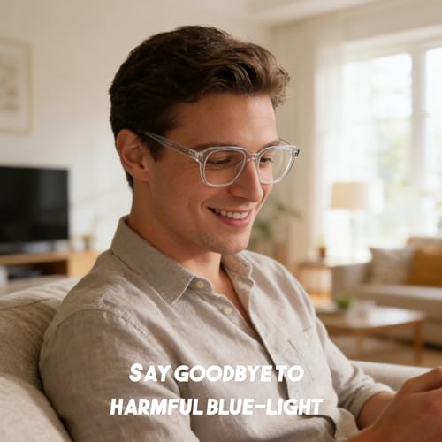 Image of Dollger Blue Light Glasses Men Vintage Thick-Framed Rectangle Non-Prescription, For Computer,Gaming, Phone Use
