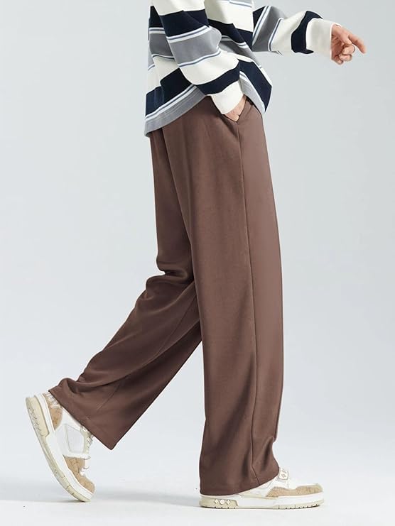 Image of SAVAYO Men's Wide Leg Flared Track Pants | Korean Style Loose Fit Baggy Trousers | Multicolor Relaxed Fit Joggers Casual | Streetwear Bootcut Loungewear