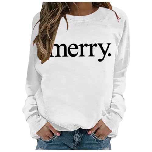 Sweatshirt à capuche femme blanc XL style décontracté pour les fêtes de Noël