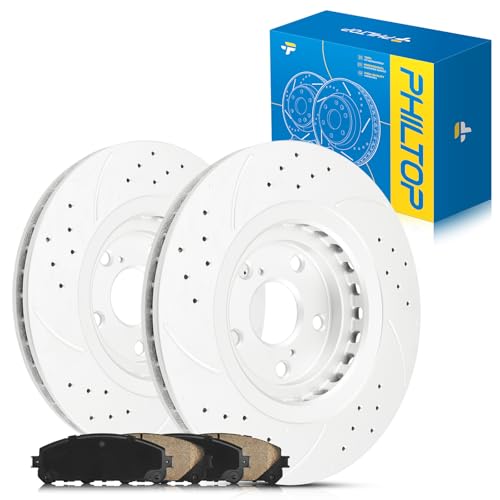 PHILTOP 31511+D1324 Front Drilled and Slotted Disc Brake Rotor and