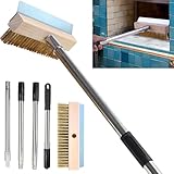 TIHOOK Brosse de nettoyage pour pierre à pizza, brosse en laiton, outil de nettoyage de barbecue, accessoire de four à pizza pour la cuisine