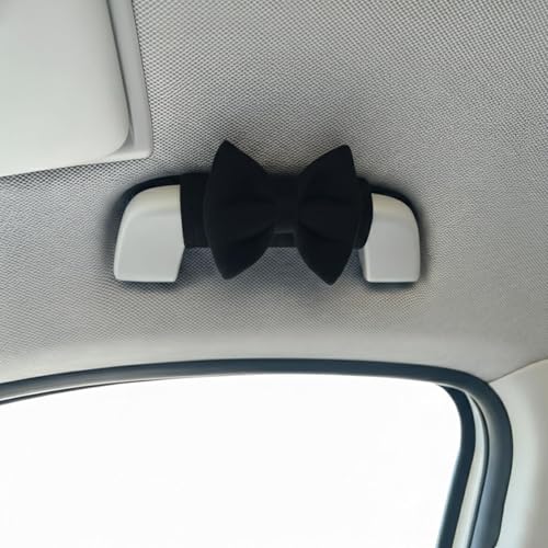 2 PCS Car Inside Roof Handle Covers, Cute Bow Car Accessories for Women with Kawaii Decoration, Anti-Slip Vehicle Interior Door Pull Protector for Truck SUV, Anti-Scratch Universal Wrap (Black)