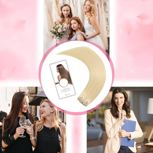 Aison Clip in Hair Extensions Real Human Hair Platinum Blonde Extensions Clip ins Remy Human Hair 75G/7Pcs Soft Silky 16clips for Women 18 Inch — view 8